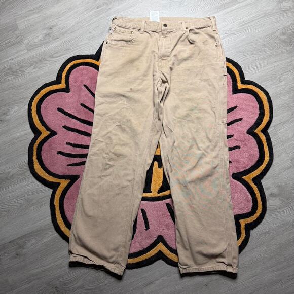 Carhartt Other - Carhartt Loose Fit Carpenter Work Pants Size 36x32 Tan Khaki